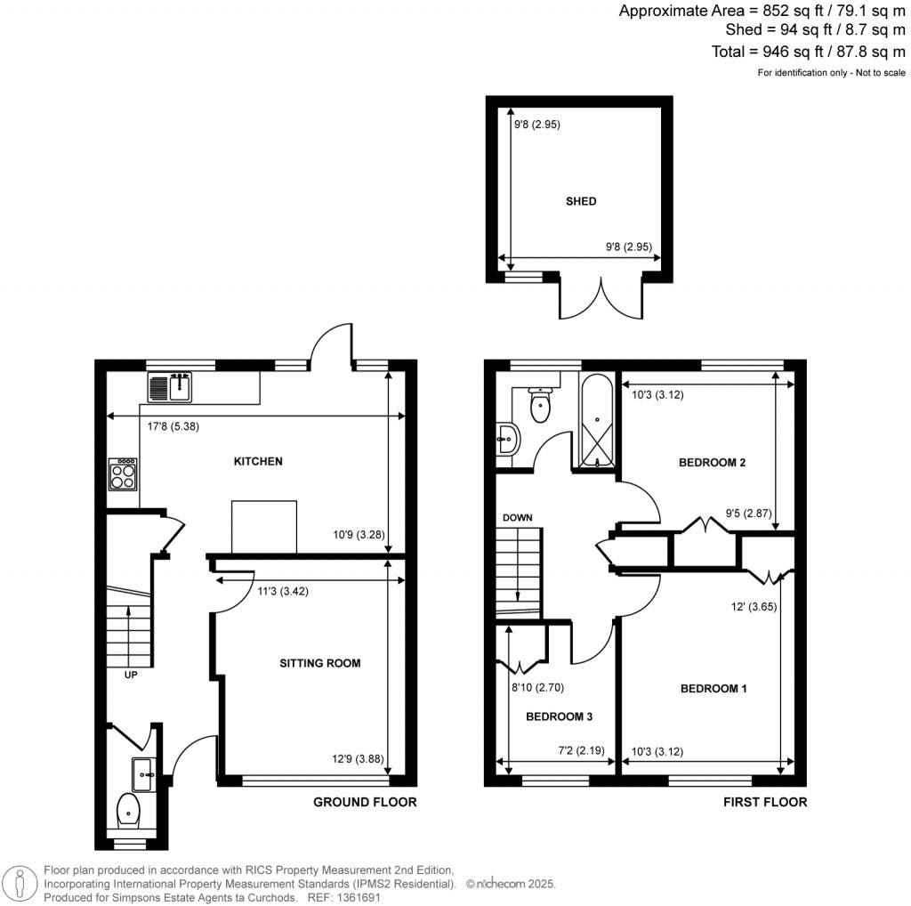 Floorplans For Colne Drive, Walton On Thames, Surrey
