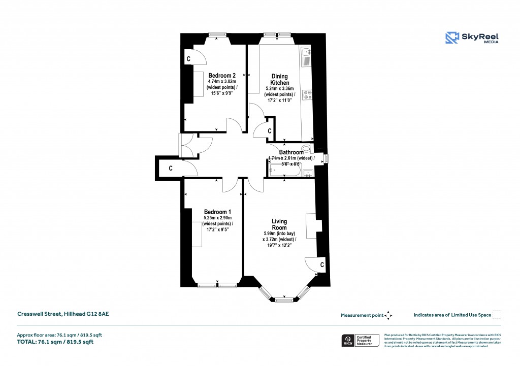 Floorplans For Cresswell Street, Hillhead, Glasgow