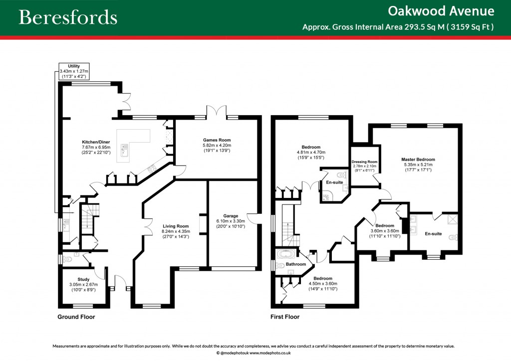Floorplans For Hutton, Brentwood, Essex