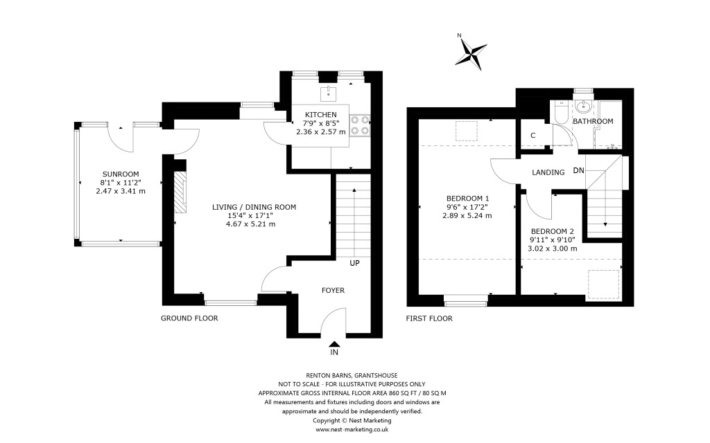 Floorplans For 1 Renton Barns Cottages, Grantshouse, Duns, Scottish Borders