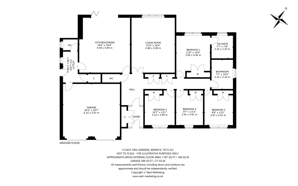 Floorplans For 12 East Ord Gardens, East Ord, Berwick-upon-Tweed, Northumberland