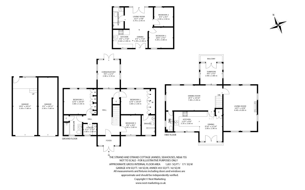 Floorplans For The Strand & Strand Cottage, St Aidans, Seahouses, Northumberland