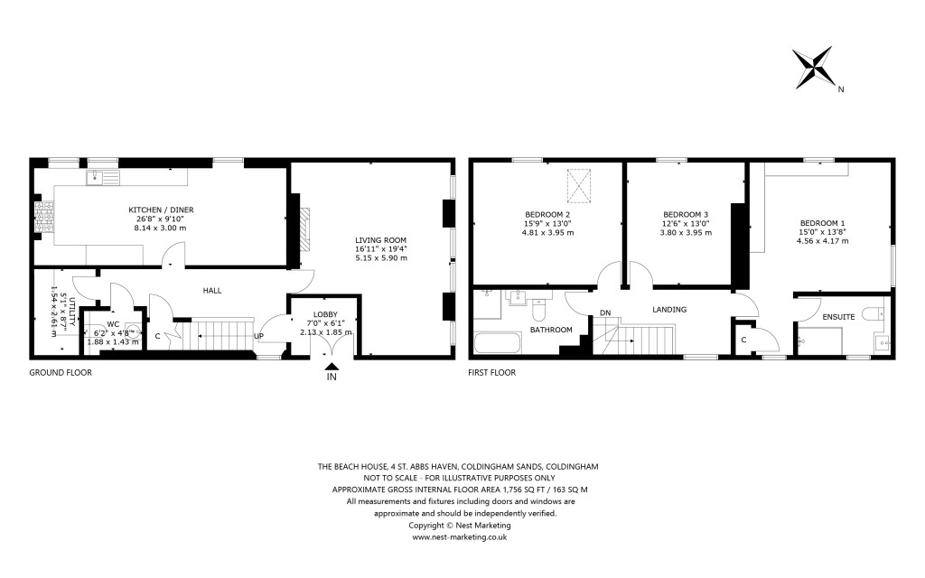 Floorplans For The Beach House, 4 St. Abbs Haven, Coldingham Sands, Coldingham
