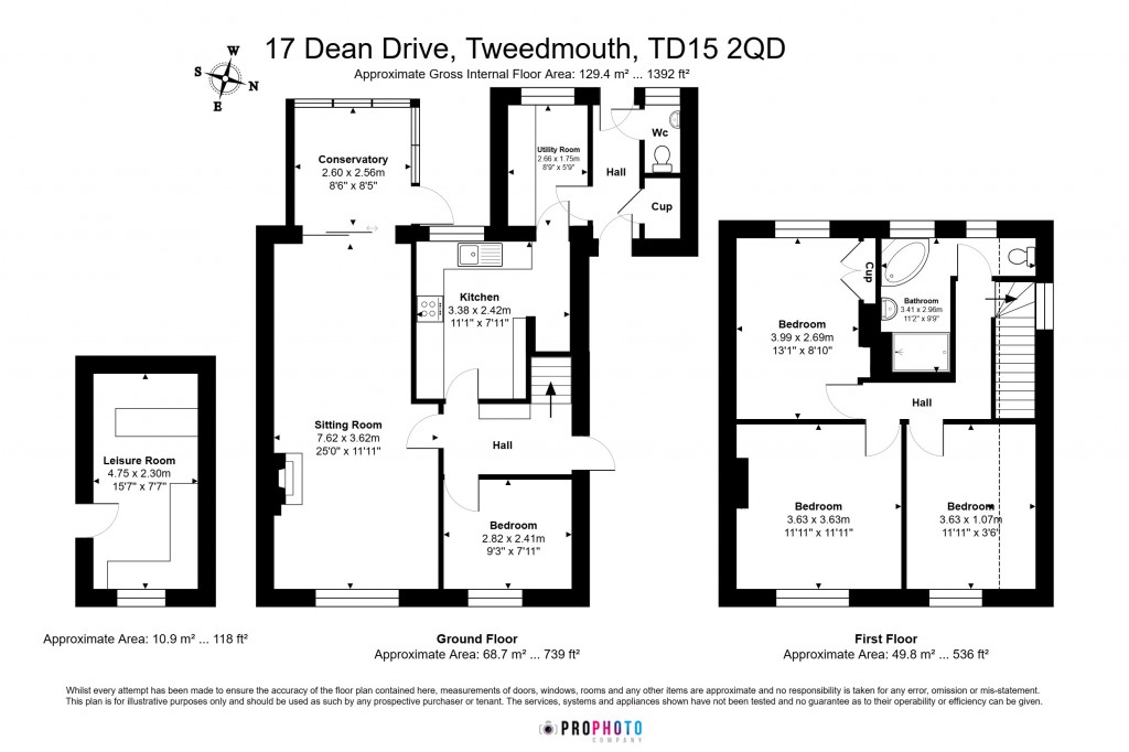 Floorplans For Dean Drive, Tweedmouth, Berwick-upon-Tweed, Northumberland