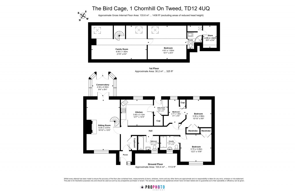 Floorplans For The Bird Cage, Knowe Head, Cornhill On Tweed, Northumberland