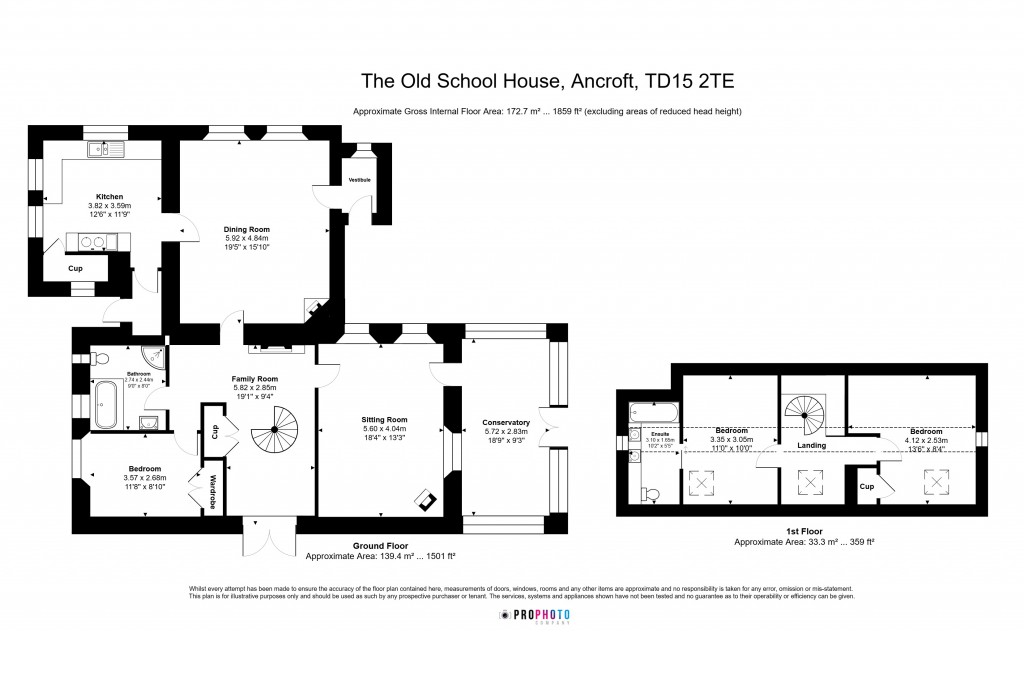 Floorplans For The Old School House, Ancroft, Berwick-upon-Tweed, Northumberland