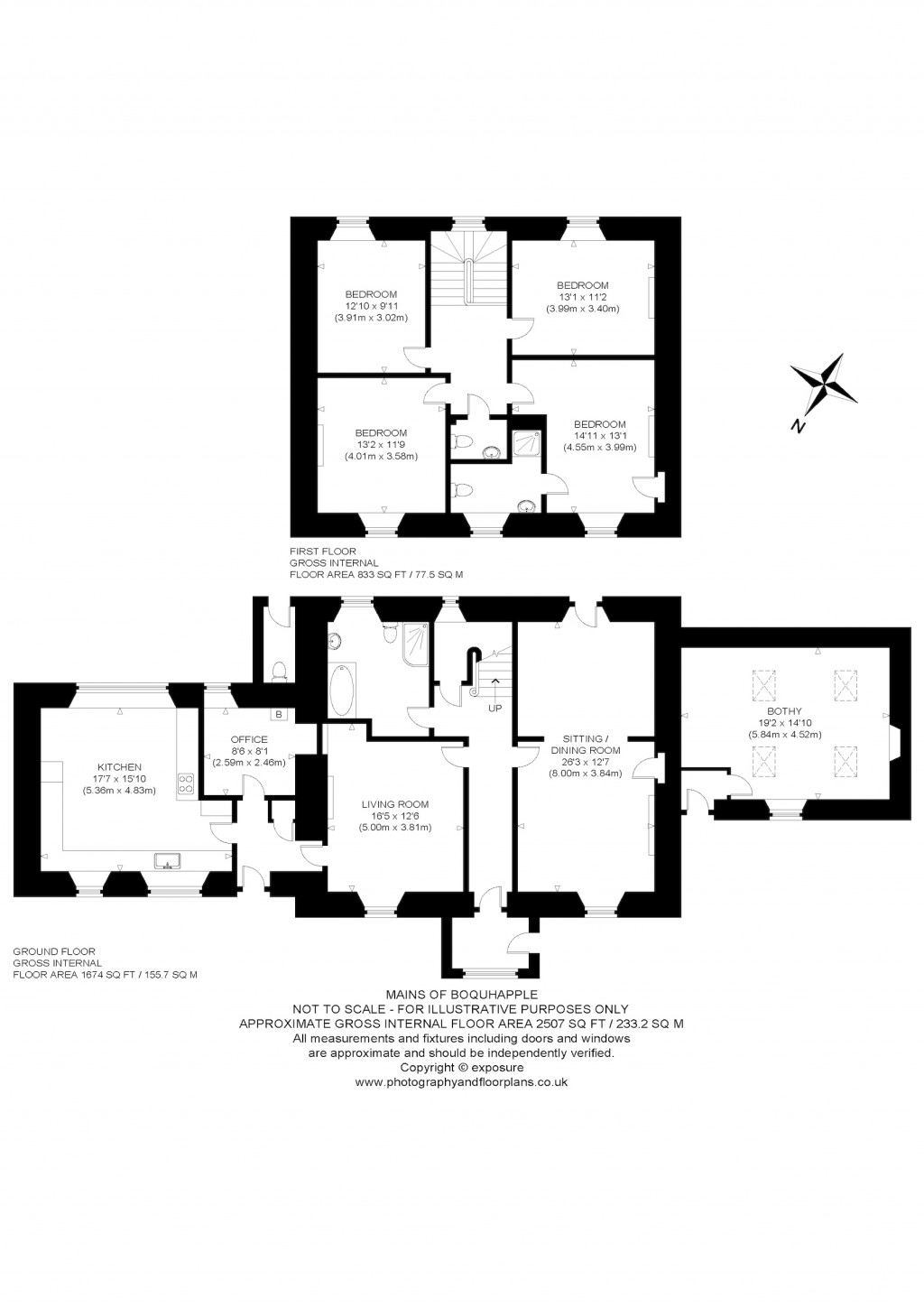 Floorplans For Mains Of Boquhapple, Mains Of Boquhapple, Thornhill, Stirling, Stirlingshire