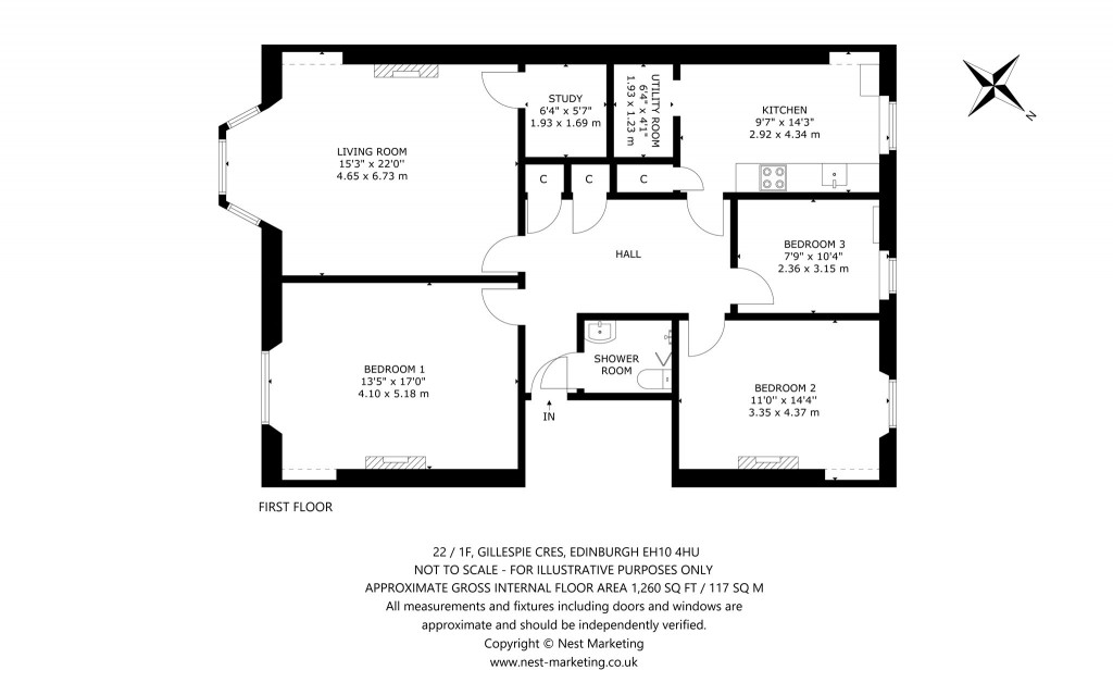 Floorplans For 1f1, Gillespie Crescent, Bruntsfield, Edinburgh