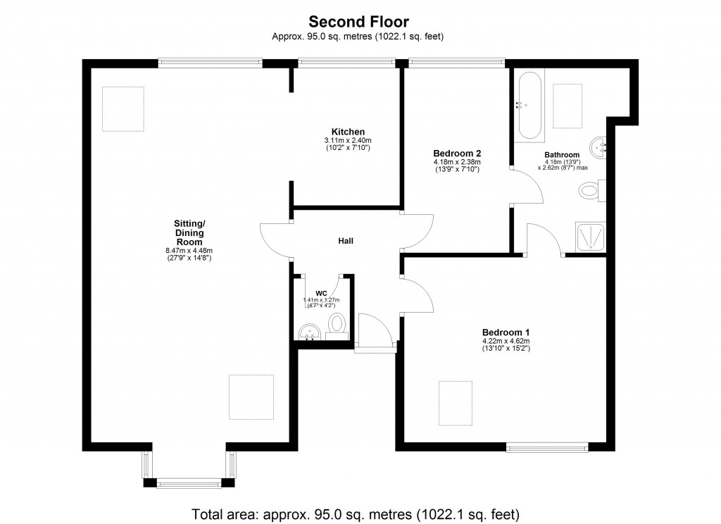 Floorplans For Flat 5, Tankerville Terrace, Jesmond, Newcastle Upon Tyne