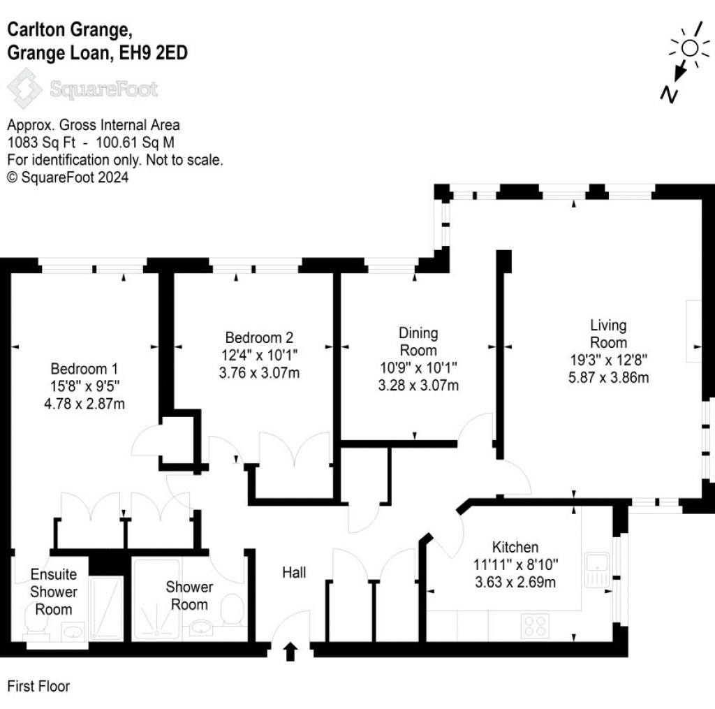 Floorplans For Flat 3, 95 Carlton Grange, Grange Loan, Edinburgh, Midlothian