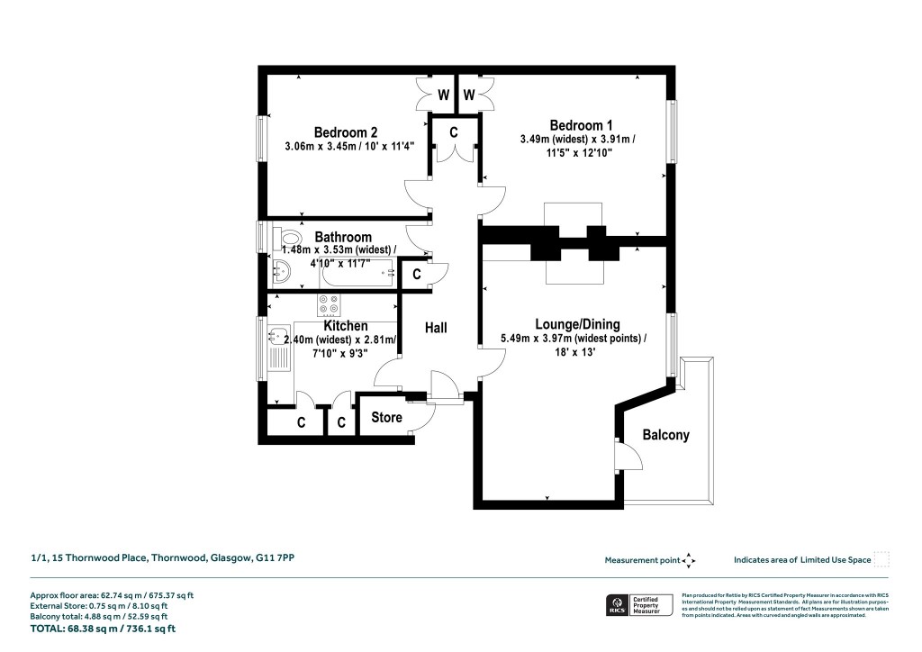 Floorplans For 1/1, Thornwood Place, Thornwood, Glasgow