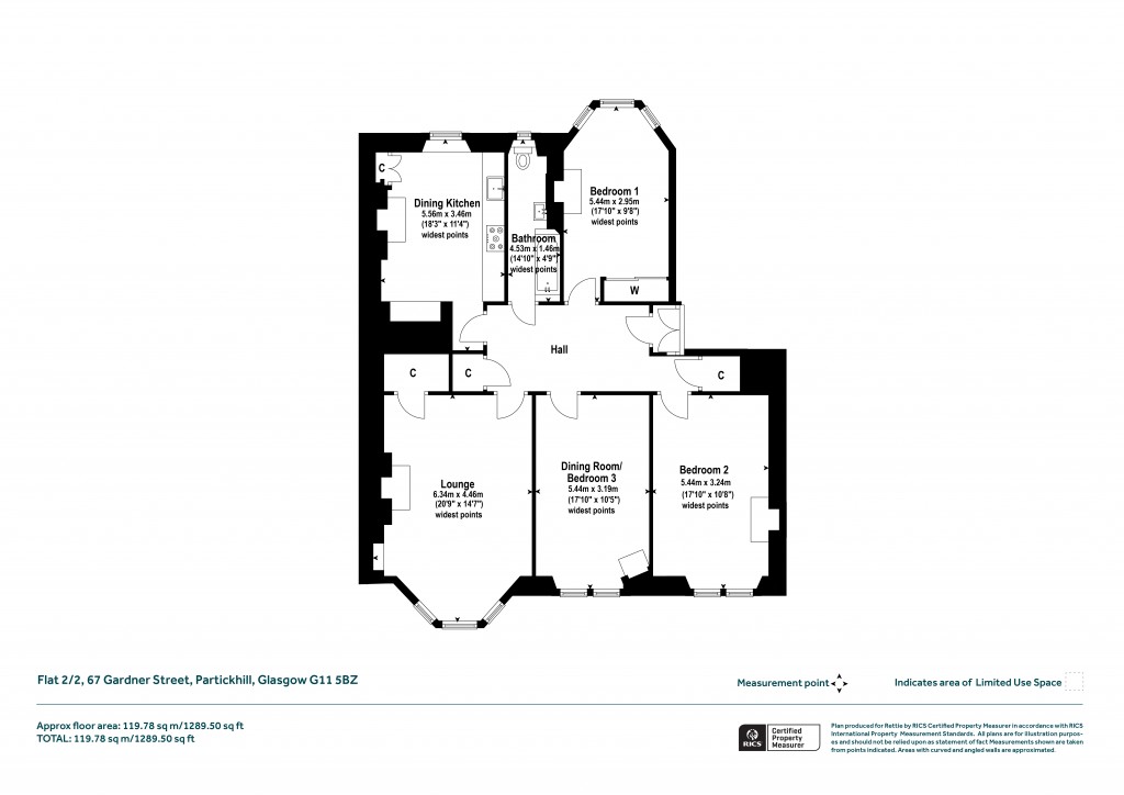 Floorplans For 2/2, Gardner Street, Partickhill, Glasgow