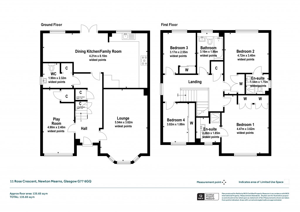 Floorplans For Rose Crescent, Newton Mearns, Glasgow, East Renfrewshire