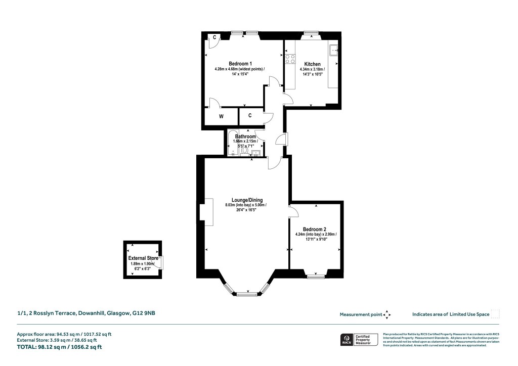 Floorplans For 1/1, Rosslyn Terrace, Dowanhill, Glasgow