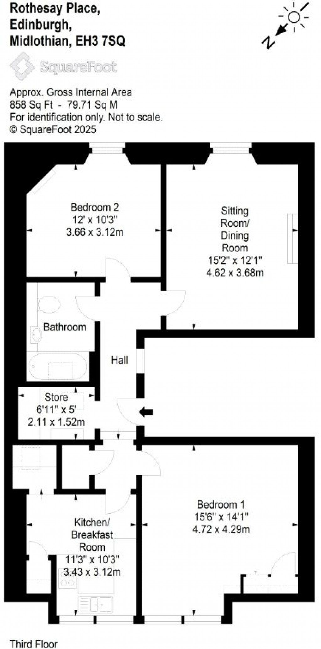 Floorplans For 3F, Rothesay Place, Edinburgh, Midlothian