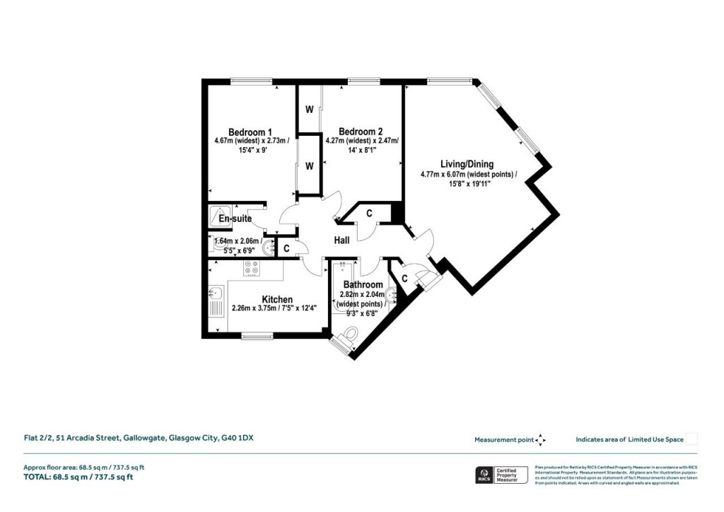Floorplans For Flat 2/2, Arcadia Street, Bridgeton, Glasgow City