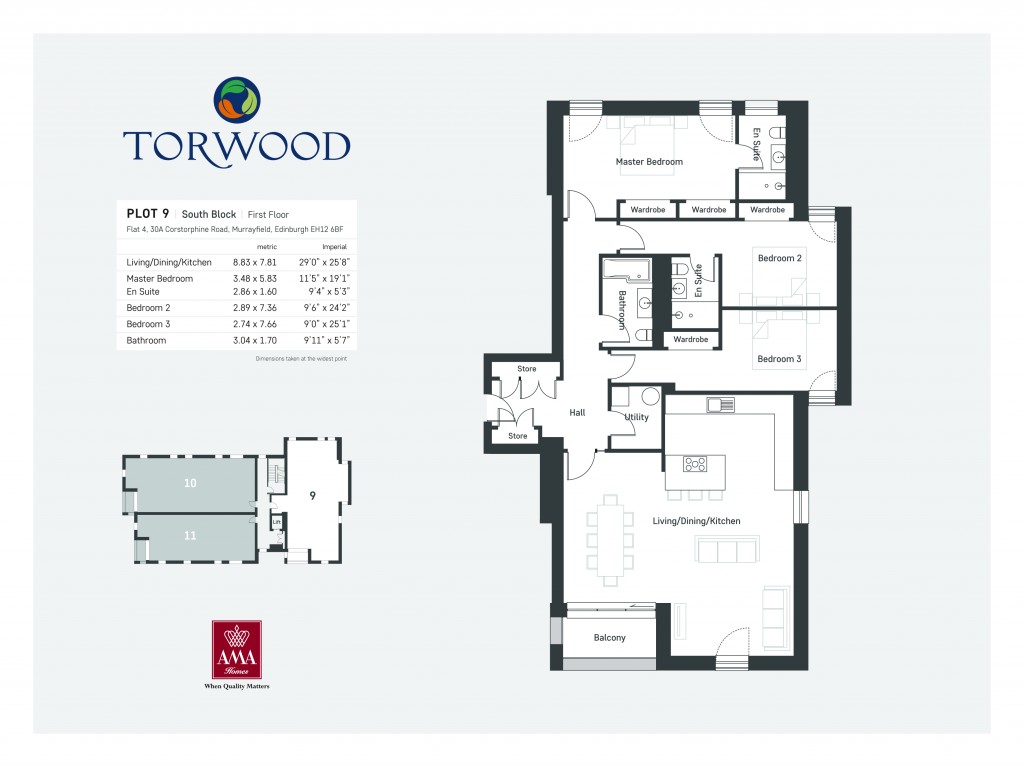 Floorplans For Apartment 9 Torwood, Corstorphine Road, Edinburgh, Midlothian