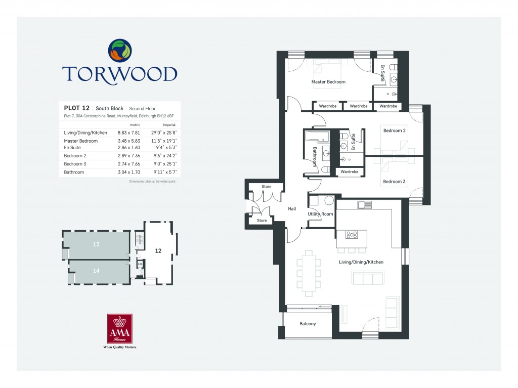 Floorplans For Apartment 12 Torwood, Corstorphine Road, Edinburgh, Midlothian