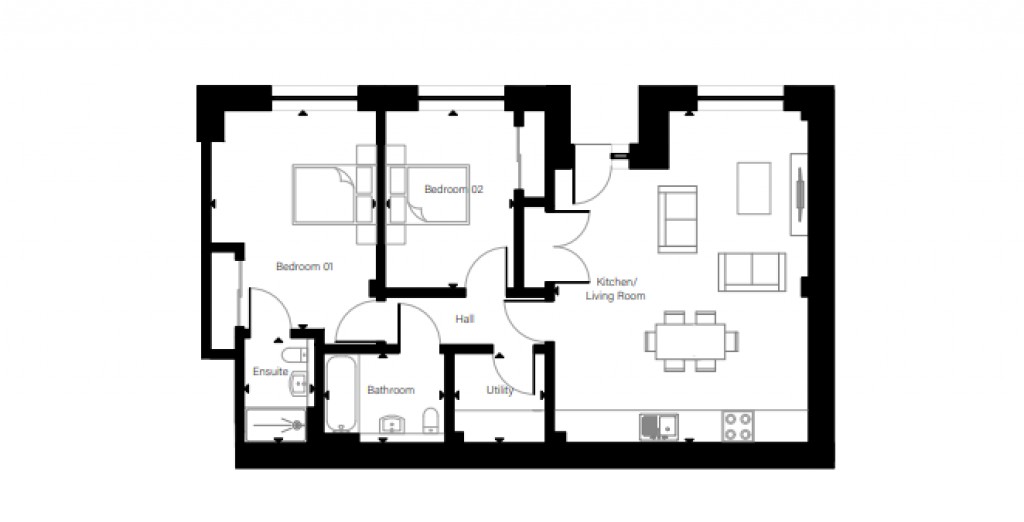 Floorplans For Plot A02, Apt Block A, Plot A02, Apt Block A, St Andrews West, St Andrews