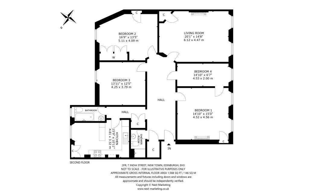 Floorplans For 2FR, India Street, New Town, Edinburgh