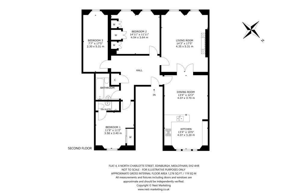 Floorplans For Flat 4, North Charlotte Street, Edinburgh, Midlothian