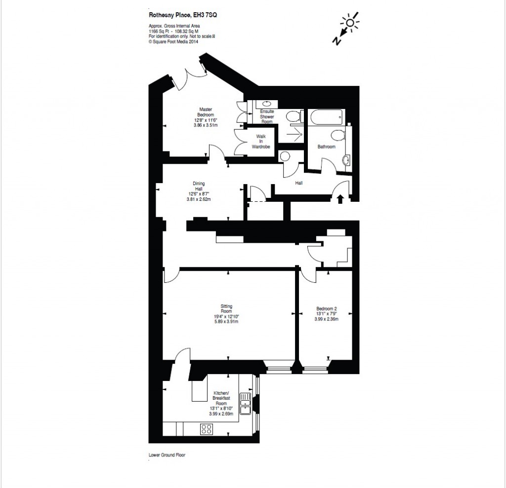 Floorplans For 12B, Rothesay Place, Edinburgh
