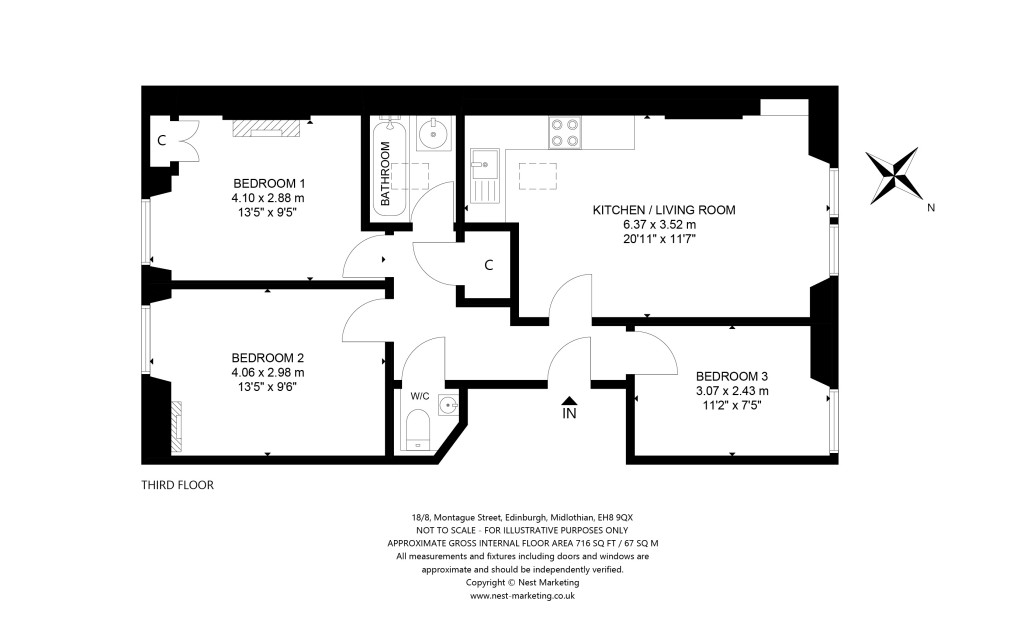 Floorplans For 18/8, Montague Street, Edinburgh, Midlothian