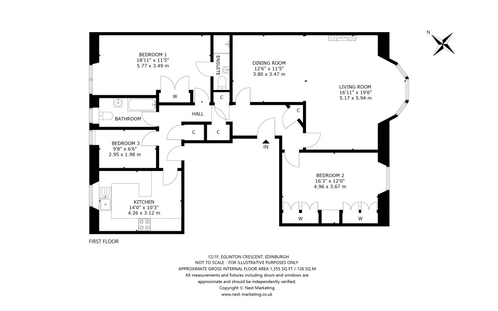 Floorplans For 12/1F, Eglinton Crescent, Edinburgh, Midlothian