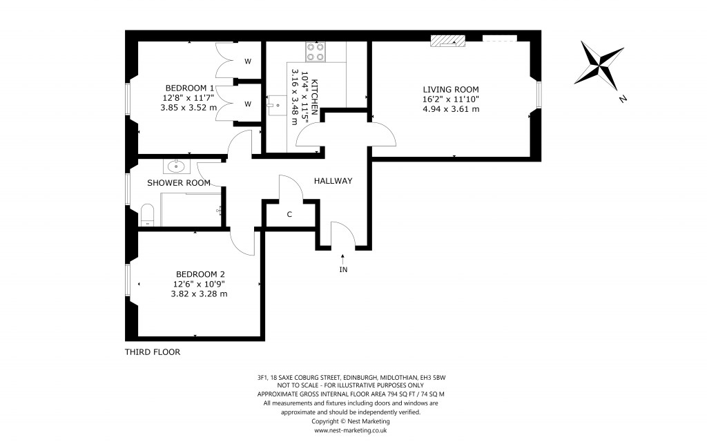 Floorplans For 3F1, Saxe Coburg Street, Edinburgh, Midlothian