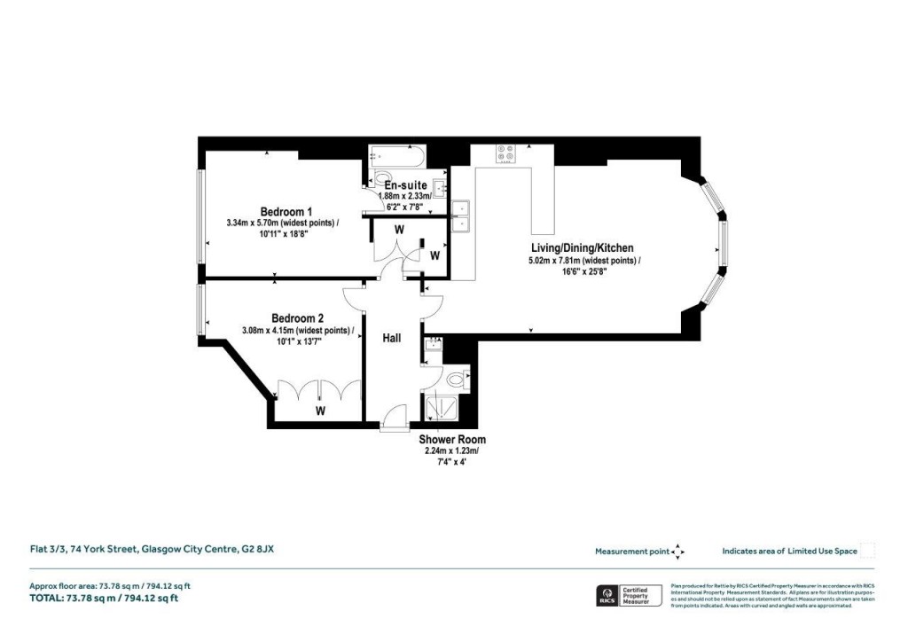 Floorplans For Flat 3/3, York Street, Glasgow City Centre