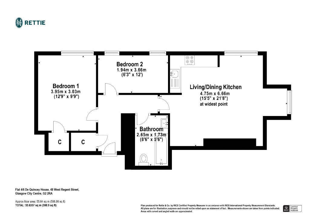 Floorplans For Flat 4/6 De Quincey House, West Regent Street, Glasgow City Centre