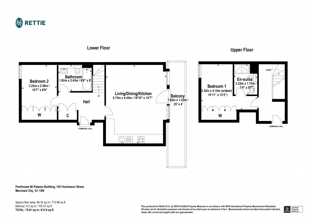 Floorplans For Penthouse 68 Palazzo Building, Hutcheson Street, Merchant City