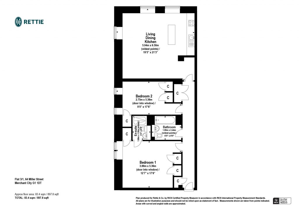 Floorplans For Flat 3/1, Miller Street, Merchant City