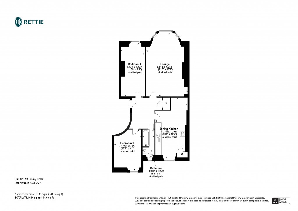 Floorplans For Flat 0/1, Finlay Drive, Dennistoun