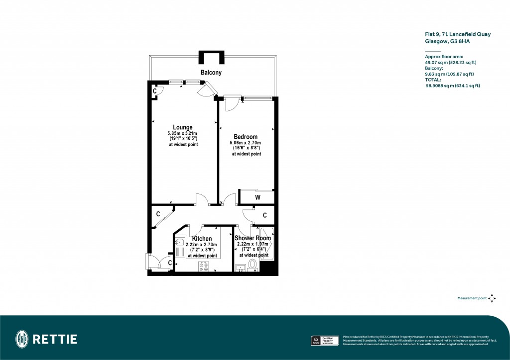 Floorplans For Flat 9, Lancefield Quay, Anderston Quay, Glasgow