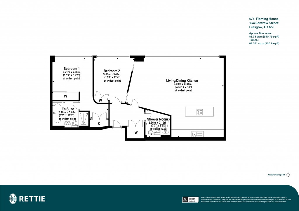 Floorplans For Flat 6/5, Fleming House, Renfrew Street, Garnethill