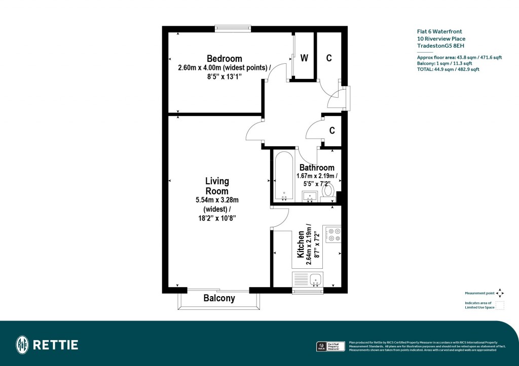 Floorplans For Flat 6 Waterfront, Riverview Place, Tradeston, Glasgow