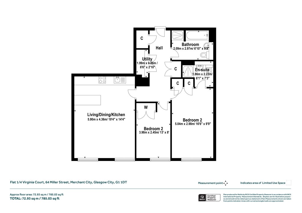 Floorplans For Flat 1/4 Virginia Court, Miller Street, Merchant City, Glasgow City