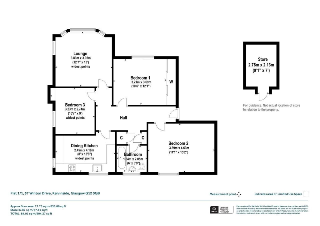 Floorplans For 1/1, Winton Drive, Kelvinside, Glasgow