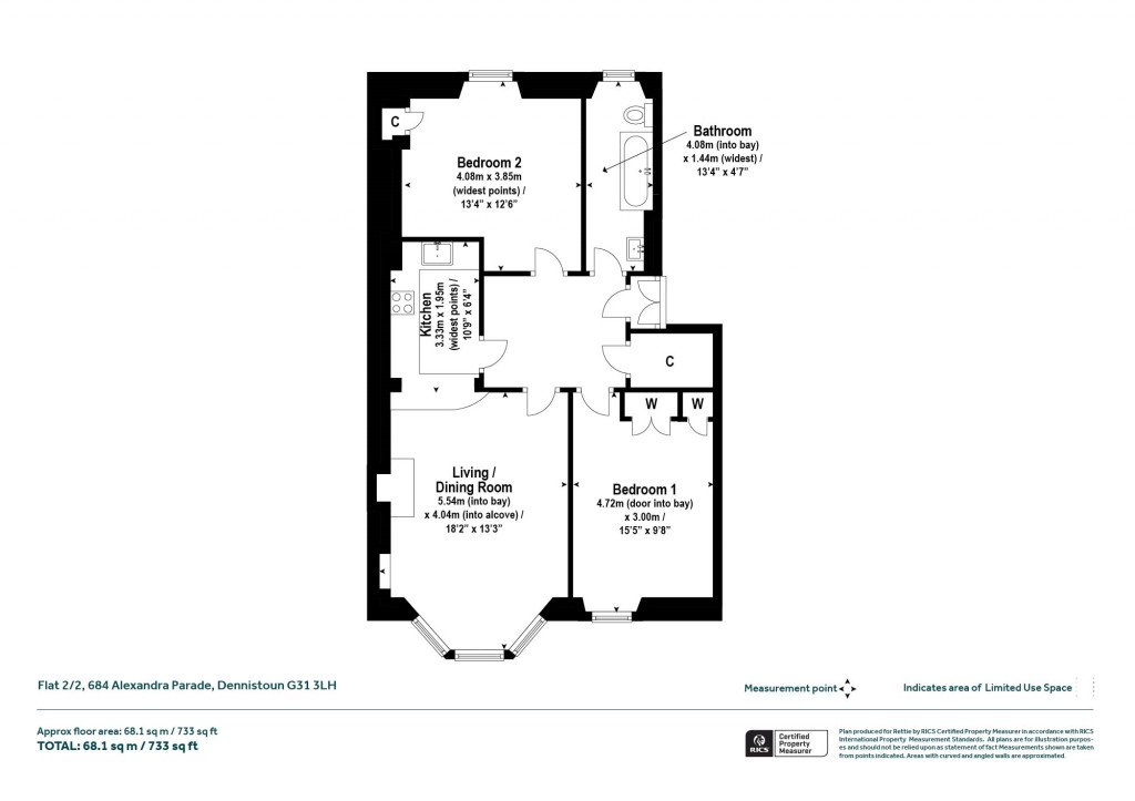 Floorplans For Flat 2/2, Alexandra Parade, Dennistoun, Glasgow City