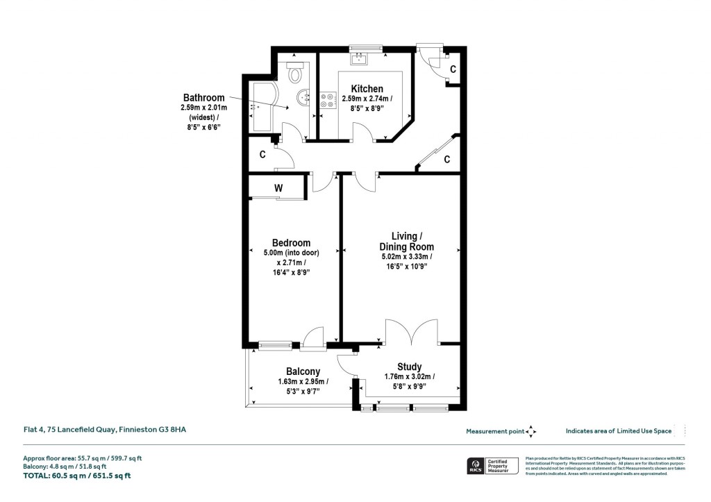 Floorplans For Flat 4, Lancefield Quay, Finnieston, Glasgow City