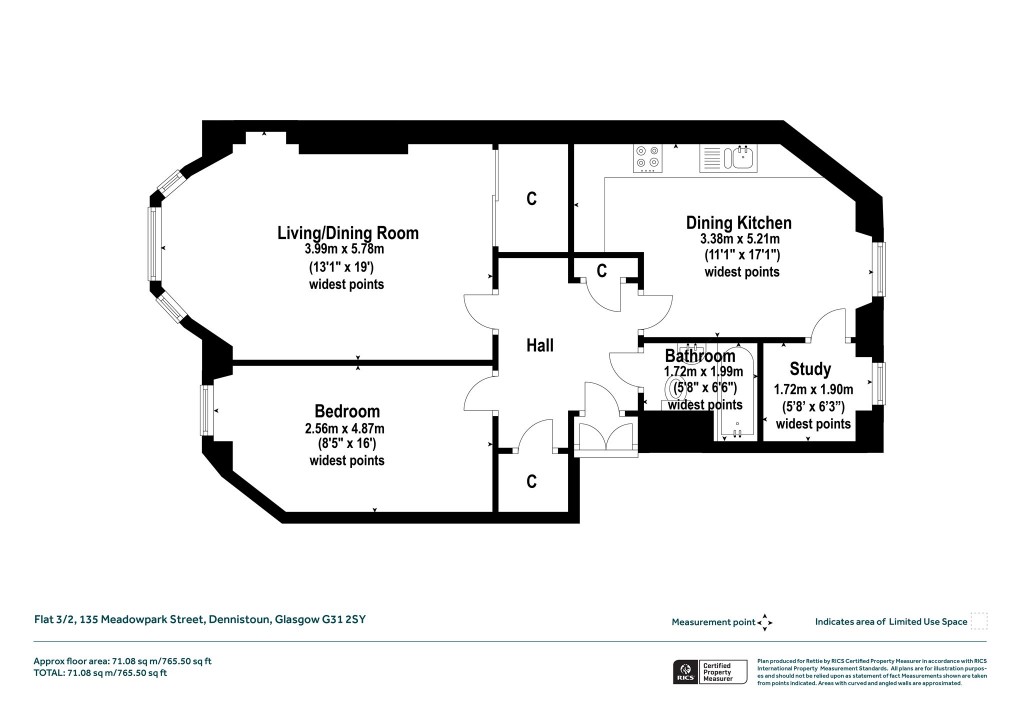 Floorplans For Flat 3/2, Meadowpark Street, Dennistoun, Glasgow City