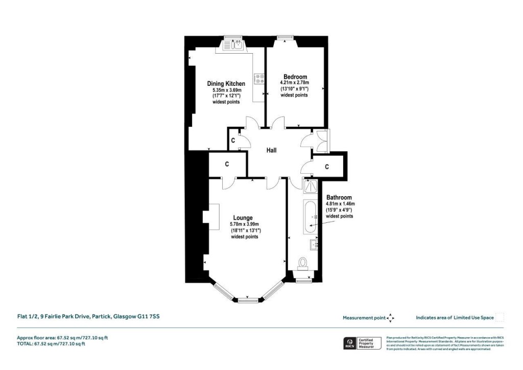 Floorplans For 1/2, Fairlie Park Drive, Partick, Glasgow