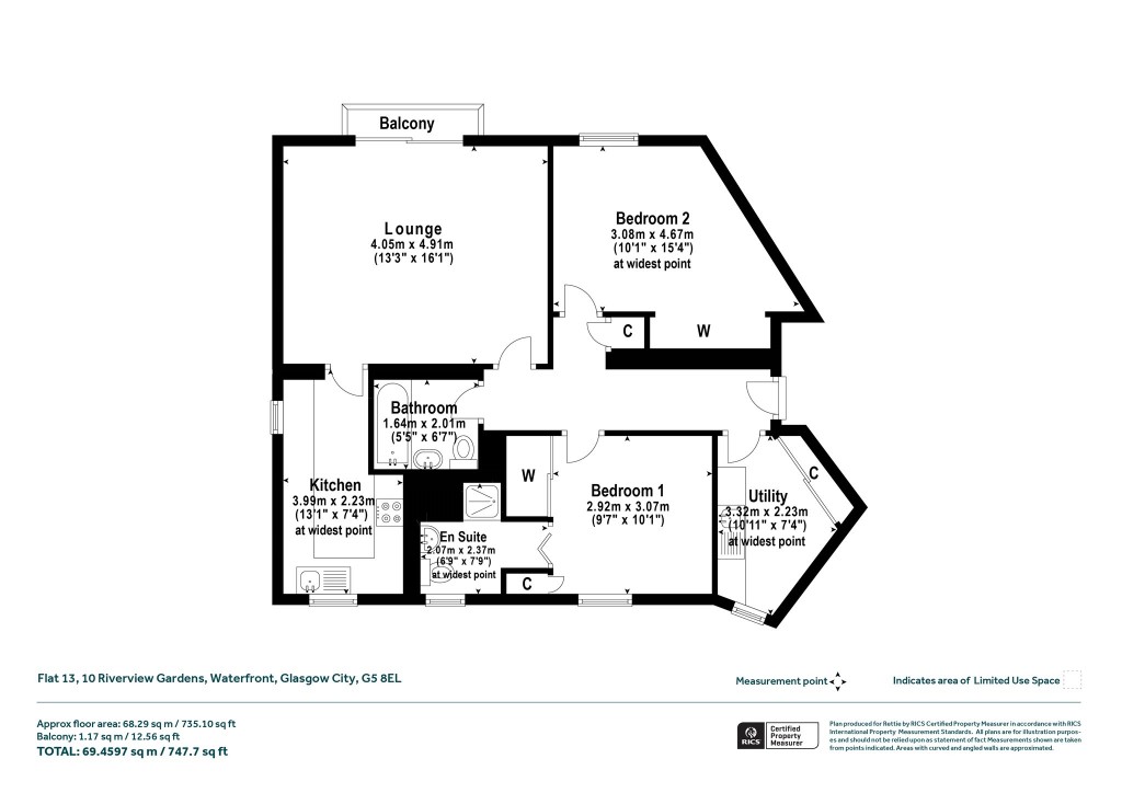 Floorplans For Flat 13, Riverview Gardens, Waterfront, Glasgow City