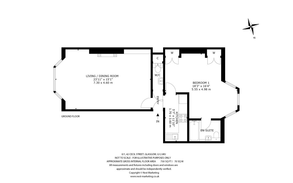 Floorplans For Ground Floor Flat (0/1), Cecil Street, Hillhead, Glasgow City