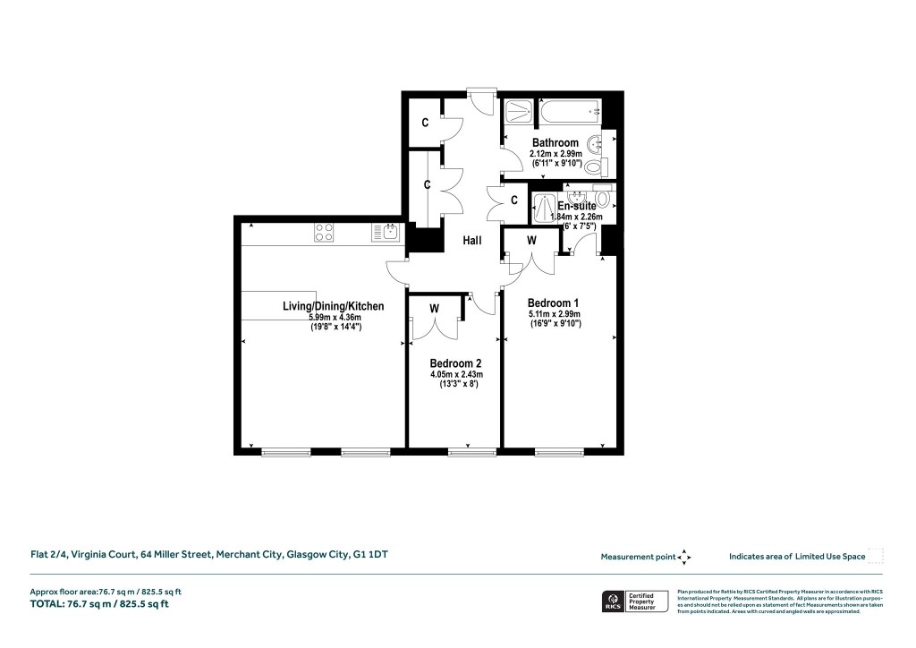 Floorplans For Flat 2/4, Virginia Court, Miller Street, Merchant City, Glasgow City