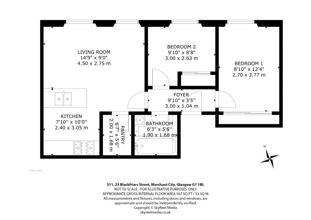 Floorplans For Flat S11 Blackfriars Court, Blackfriars Street, Merchant City, Glasgow