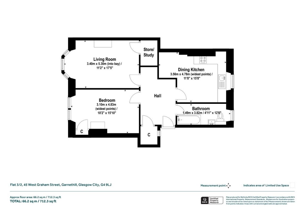 Floorplans For Flat 3/2, West Graham Street, Garnethill, Glasgow City