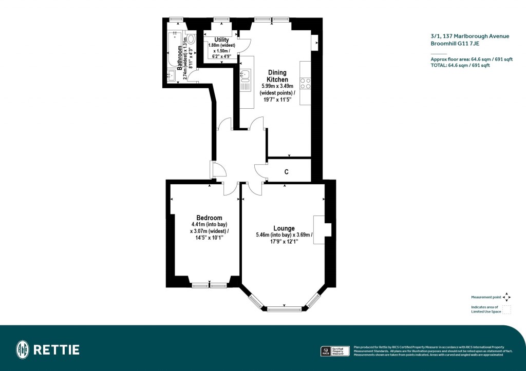 Floorplans For 3/1, Marlborough Avenue, Broomhill, Glasgow