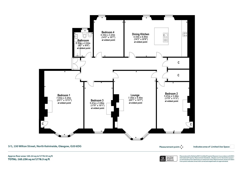 Floorplans For 3/1, Wilton Street, North Kelvinside, Glasgow